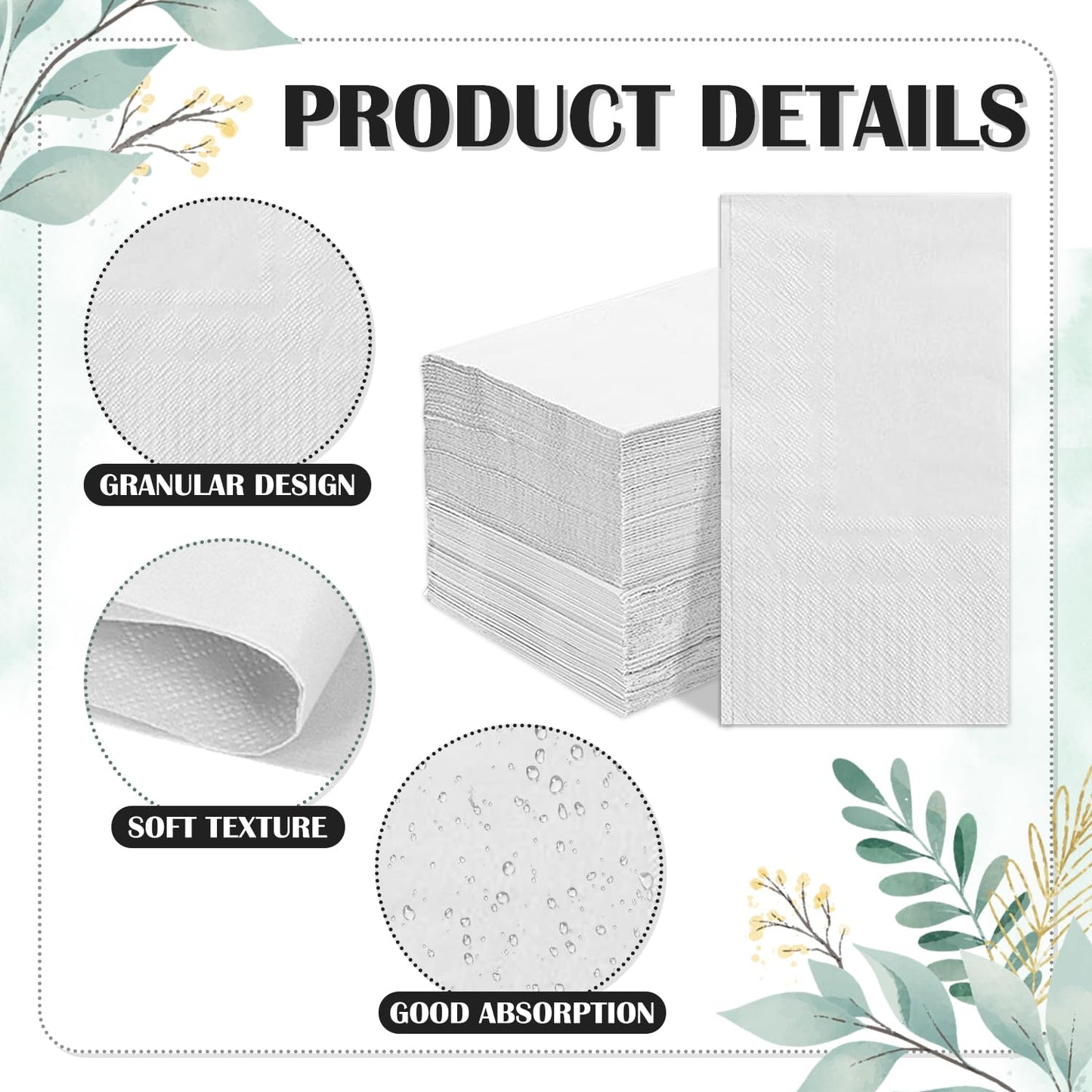 100 PCS Disposable Napkins Disposable Hand Towels, Soft and Absorbent Paper Guest Towels, Disposable Hand Towels Dinner Napkin for Bathroom, Kitchen