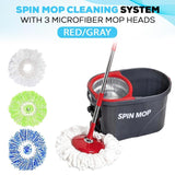 Simpli-Magic 360° Spin Mop and Bucket with Wringer - 10,000 Spin Cycles - 3 High-Absorbent Microfiber Replacement Heads - Mop and Bucket Set for All