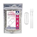 ATLEMISME Empty Gelatin Capsules Size 00 - (1000 Count) DIY Gelatin Filling - Gel Capsules Empty Caps with 2 Micro Lab Spoons for Capsule Filling