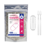 ATLEMISME Empty Gelatin Capsules Size 00 - (1000 Count) DIY Gelatin Filling - Gel Capsules Empty Caps with 2 Micro Lab Spoons for Capsule Filling