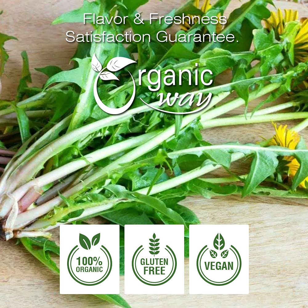 Organic Way Dandelion Leaf Powder | Herbal Tea (Taraxacum officinale) - European Wild-Harvest | Organic & Kosher Certified | Non GMO & Gluten Free |