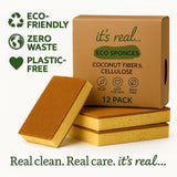 Eco Sponges - Coconut & Cellulose Kitchen Sponges, Biodegradable, Compostable, Plastic-Free Cleaning Scrubbers (12 Pack)
