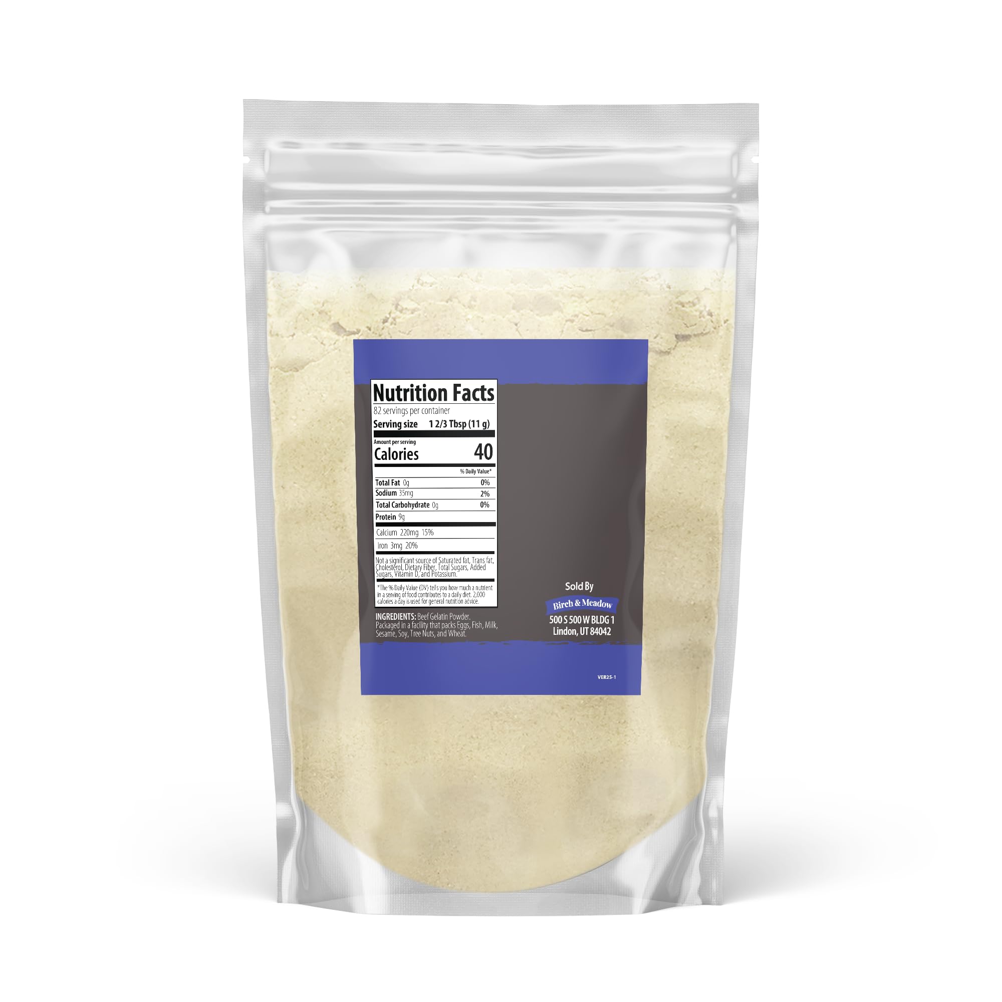 Birch & Meadow Beef Gelatin Powder, 2 lb, Unflavored, Soup & Sauces, Thickener
