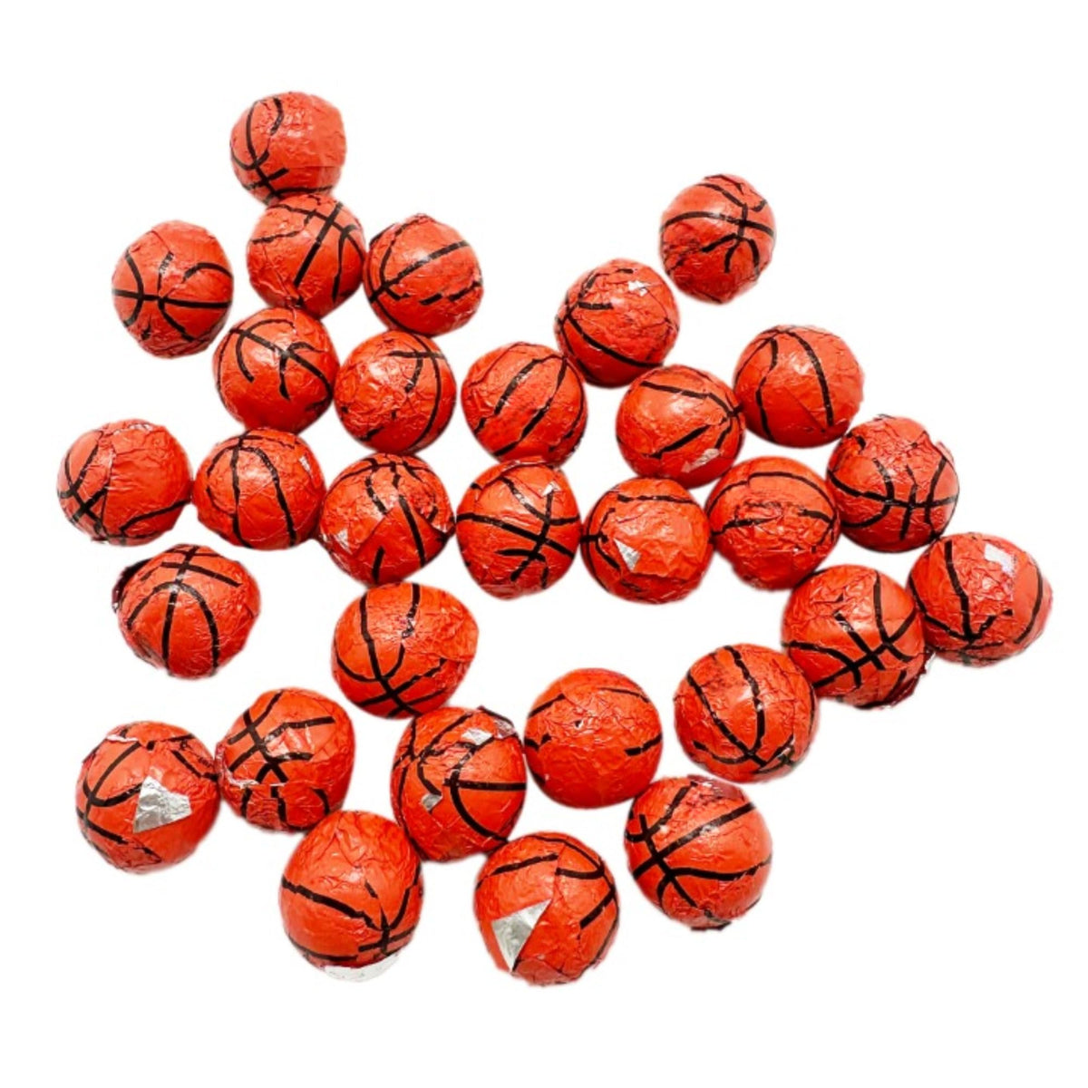 Chocolate Covered Basketballs - 2 LB Resealable Stand Up Bag (approx. 160 pieces) - Individually Wrapped Milk Chocolate Basketballs - Bulk Party