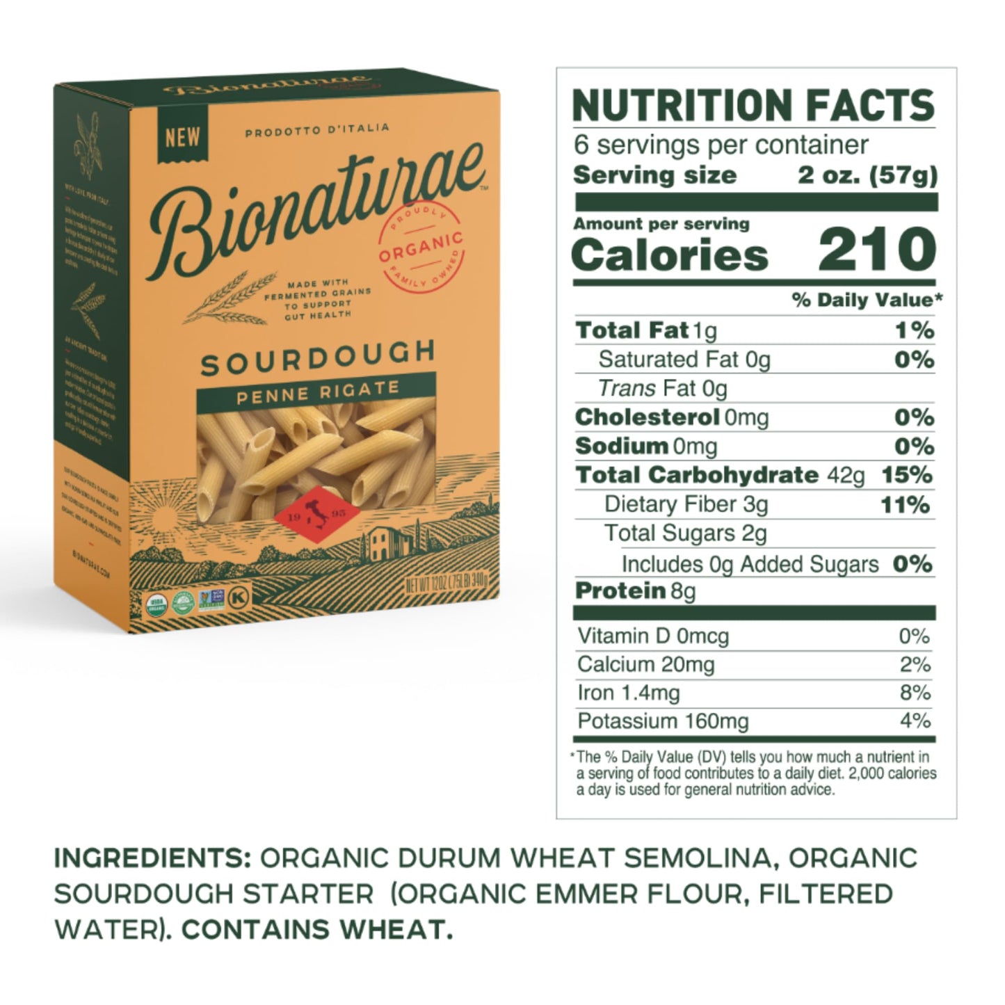 Bionaturae Sourdough Organic Penne Pasta - Organic Pasta, Pasta Penne, Pasta Noodles, Penne Pasta Noodles, Dried Pasta, Penne Noodles - 12 Ounce (Pack