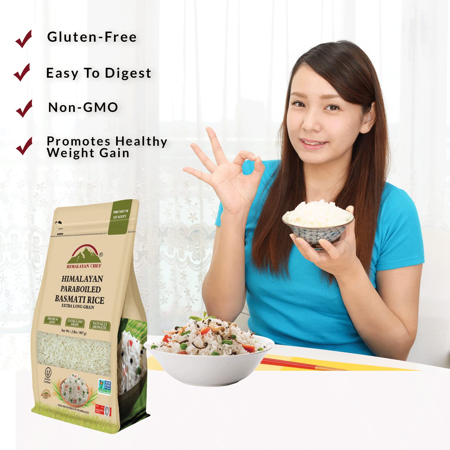 Himalayan Chef - Himalayan Parboiled Basmati Rice, Healthy & Extra Long Grain - 2 lbs