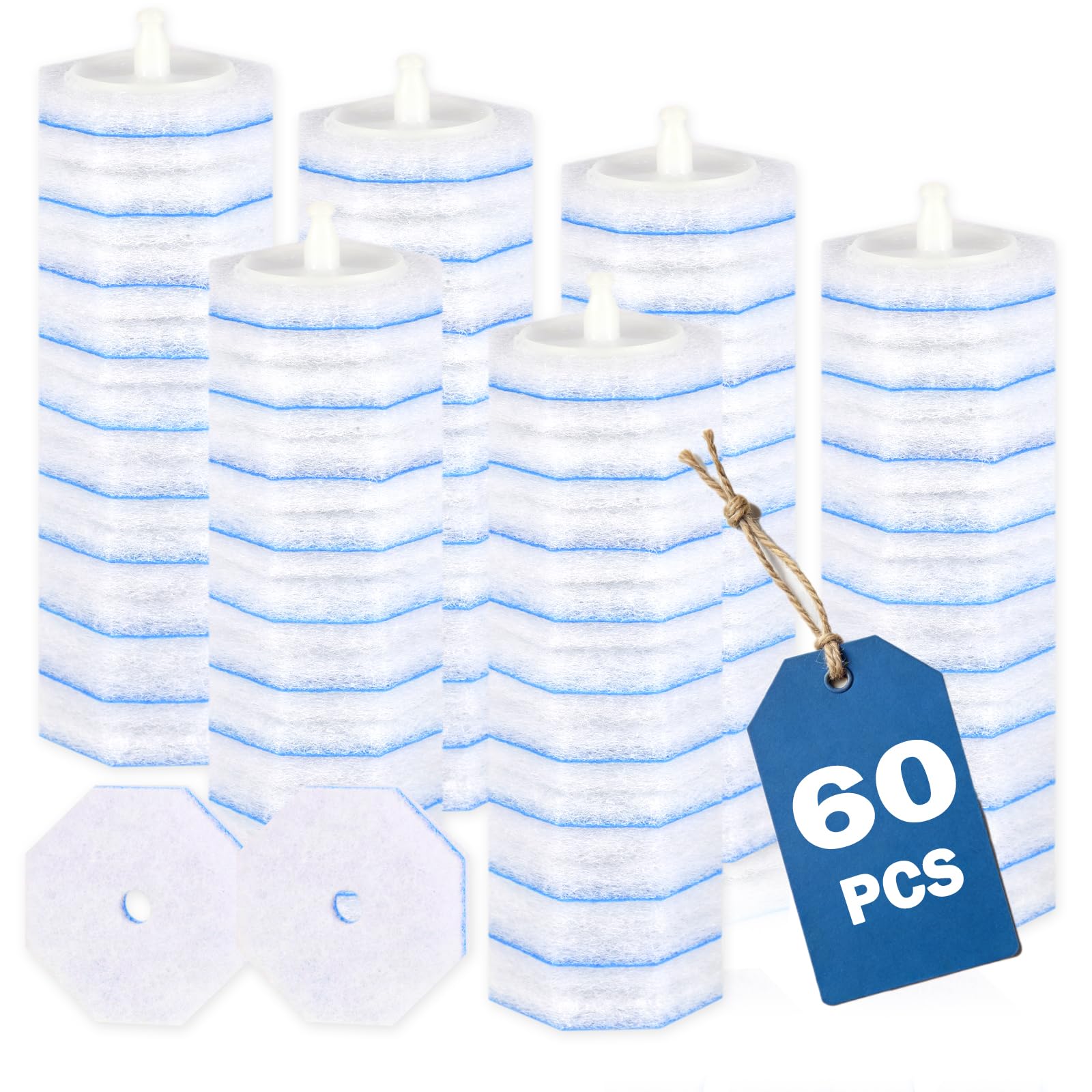 60 Count Disposable Toilet Wand Refills for Toilet Wand, 5X Cleaning Power Scrubber Refill, Bathroom Cleaning Supplies, No Falling Apart, Fresh