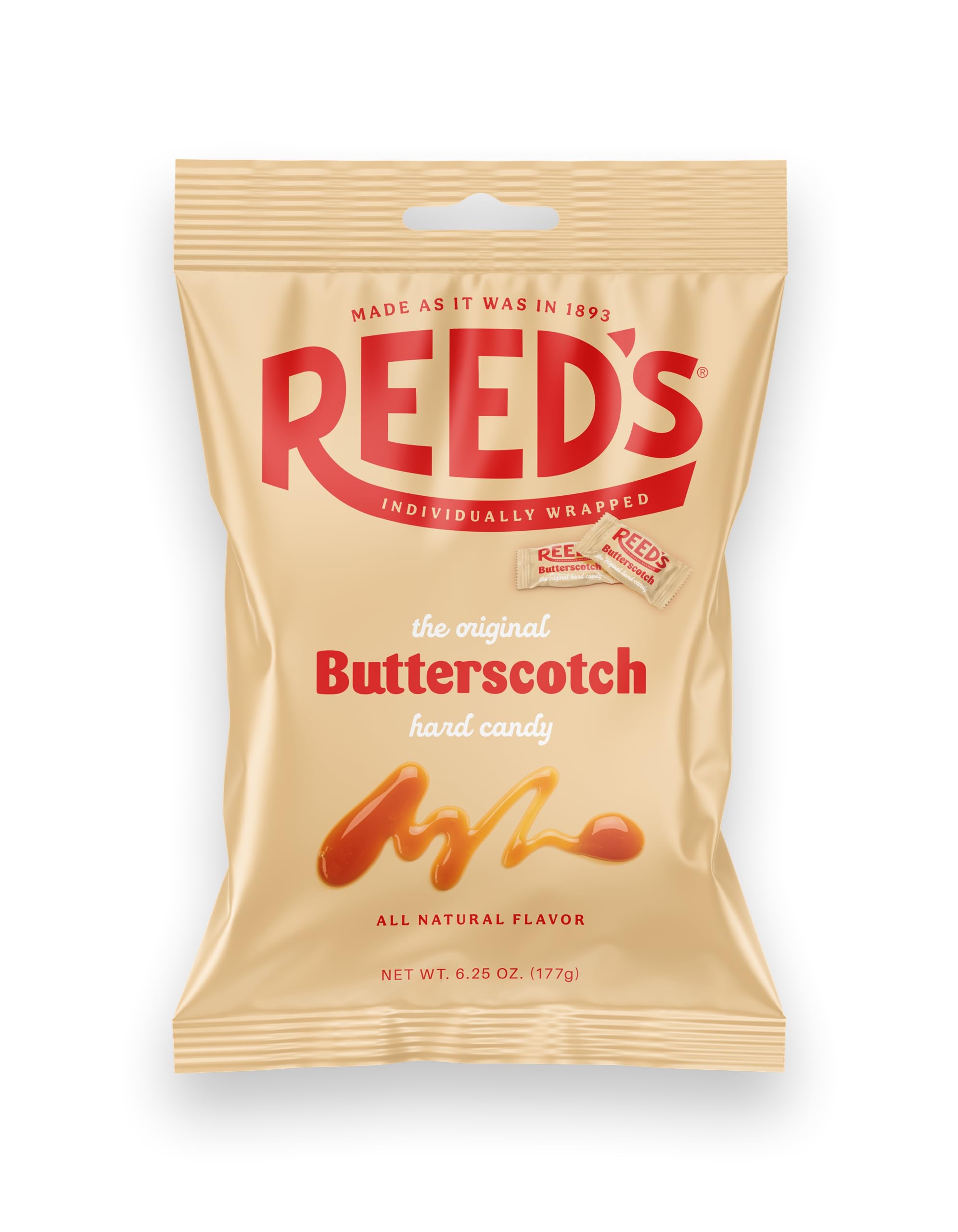 Reed’s Individually Wrapped Butterscotch Hard Candy | Traditional Butterscotch | Creamy and Buttery Old-Fashioned Butterscotch Hard Candy Brought
