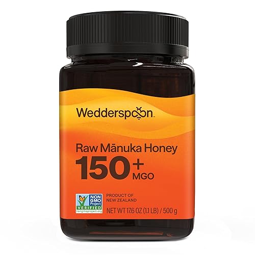 Wedderspoon Raw Manuka Honey 150+ MGO, 17.6 Oz, Unpasteurized New Zealand Honey, Non-GMO, BPA-Free Jar, Superfood & Natural Wellness Support