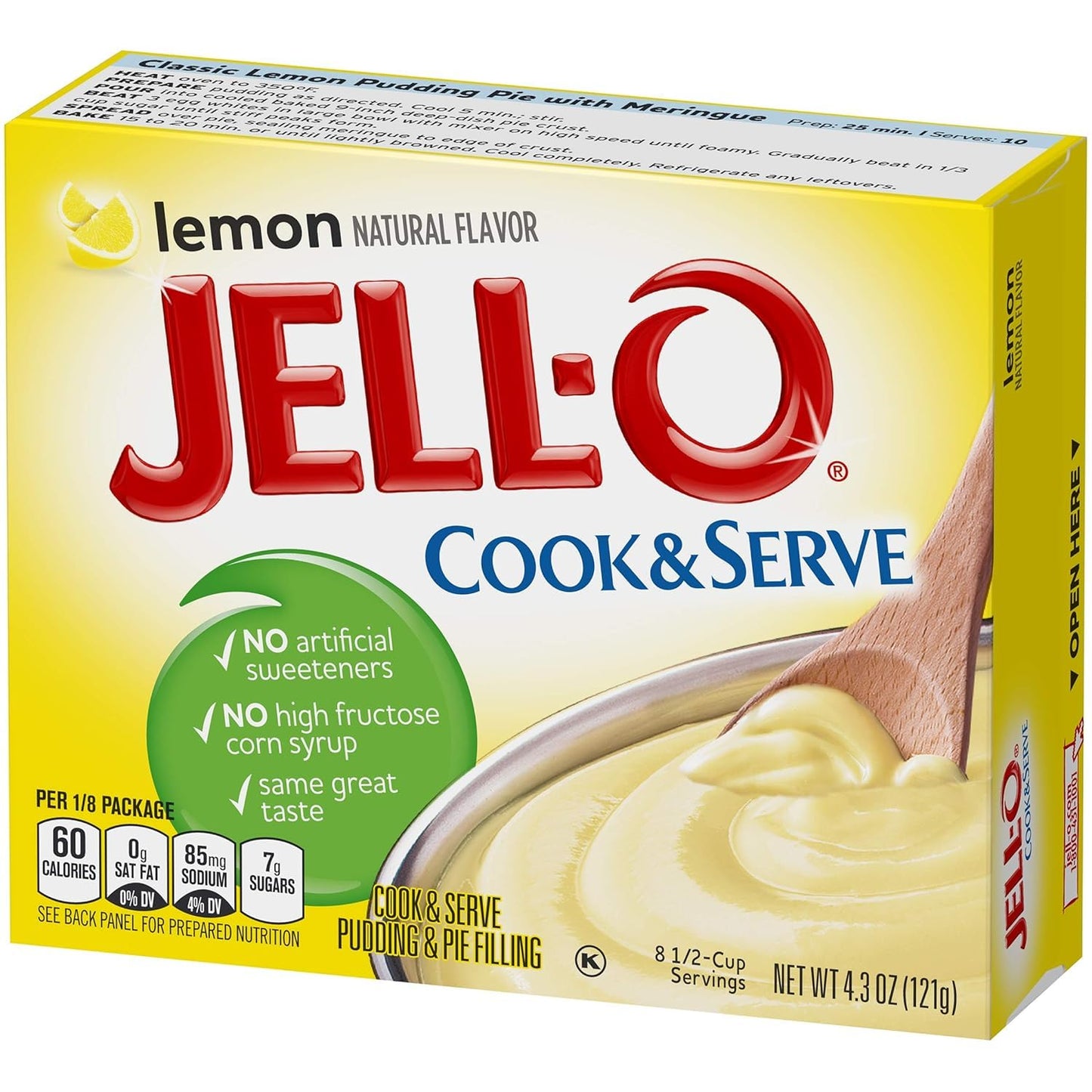 Jell-O Cook & Serve Pudding & Pie Filling Mix, Lemon Flavor, Family Size, Traditional Stovetop Dessert for Homemade Pies, Custards & Baking, 4.3 oz