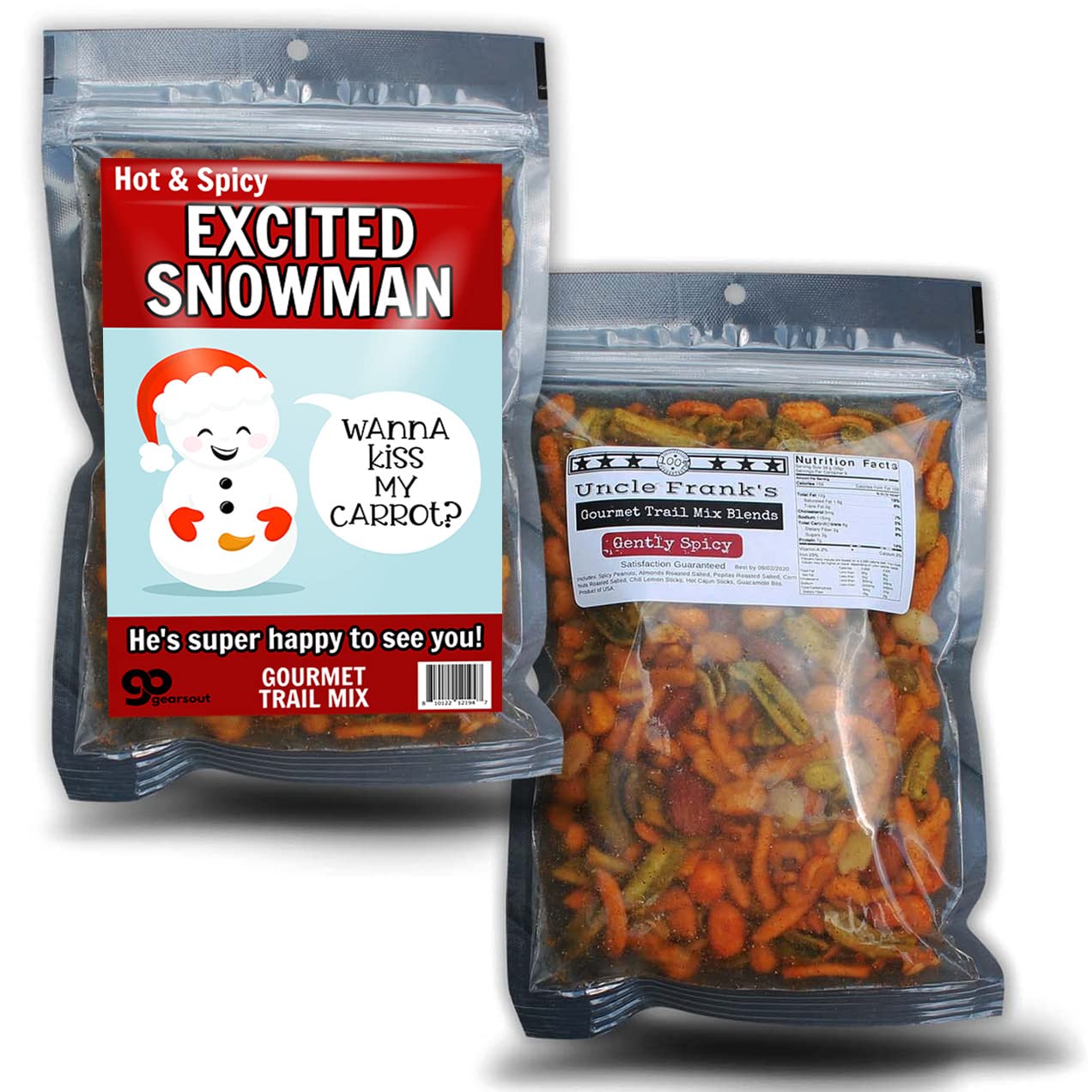 Kiss My Carrot Trail Mix - Naughty Gag Gifts Women - Funny Snowman Gifts for Adults - Crunchy Spicy Food Gift Snowmen Unisex White Elephant Gifts