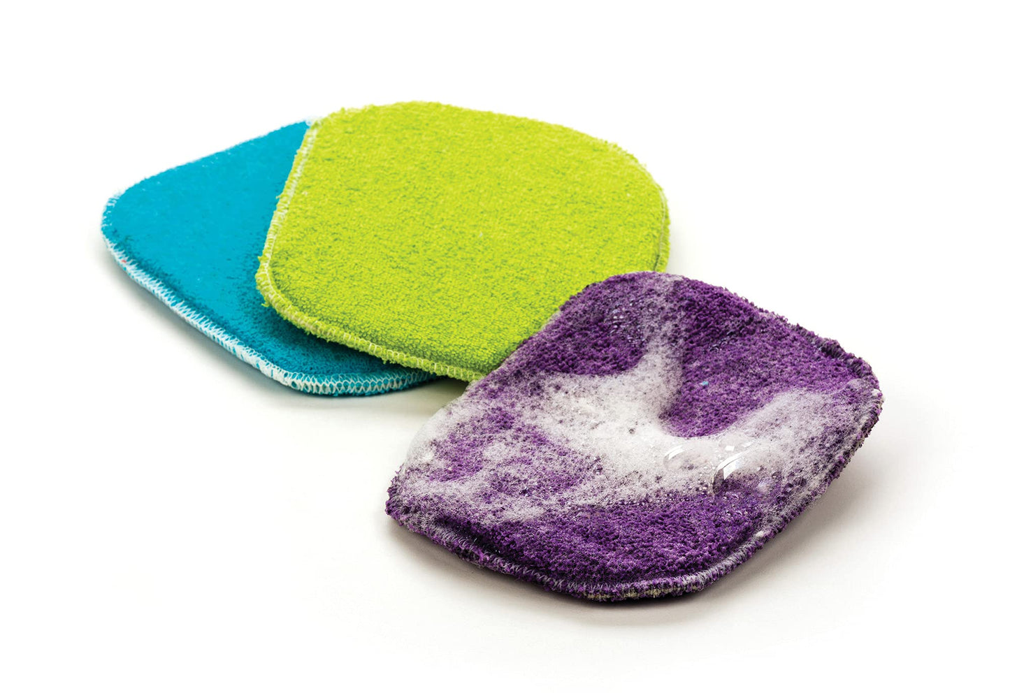 RSVP International Skrubby Cleaning Collection Machine Washable, Nylon Coated, Pot & Pan Scrubbing, Sponges, 3 Piece, Tri-Color Set
