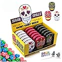 Sugar Skulls Tin Candy (18 Pack Case) Festive Sweet Flavor Skill Shaped Gift Stuffers with 2 Gosutoys Stickers
