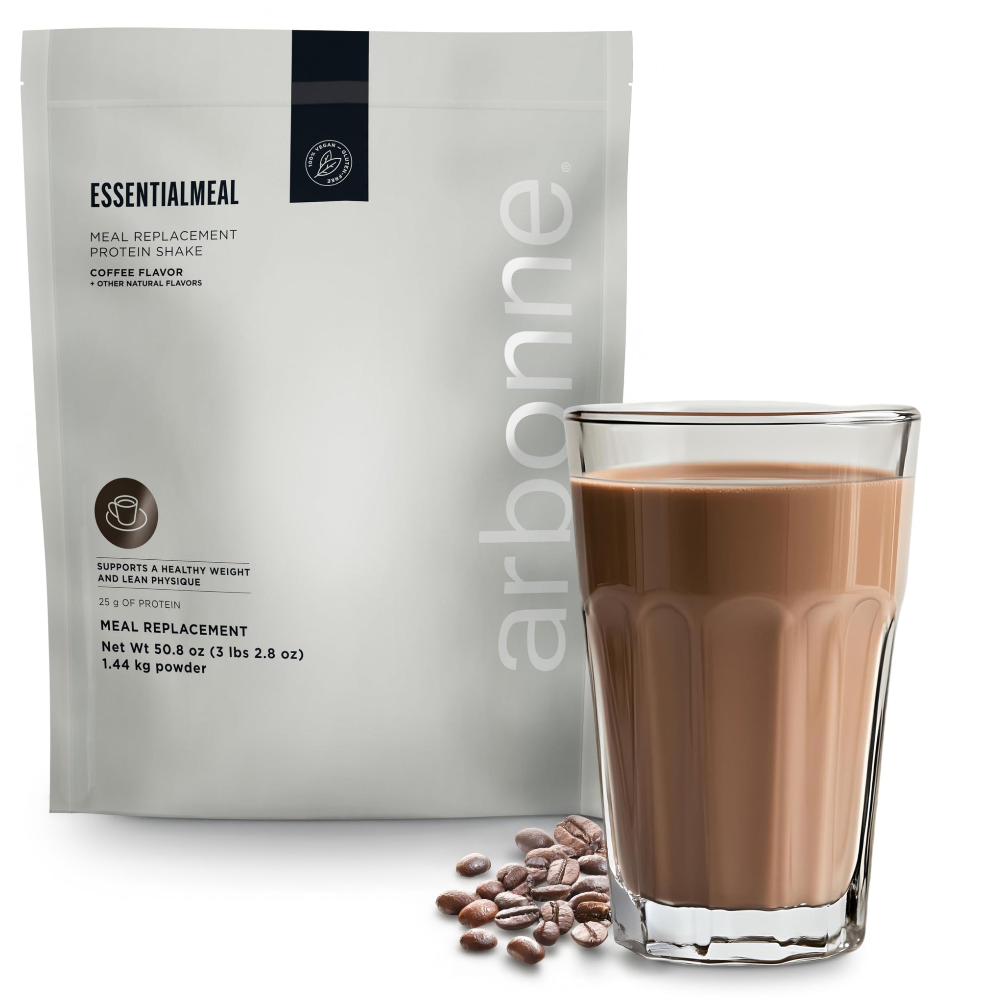 Arbonne EssentialMeal Meal Replacement Shake - Protein Shake, Vegan Protein Powder, Complete Daily Nutrition, Coffee