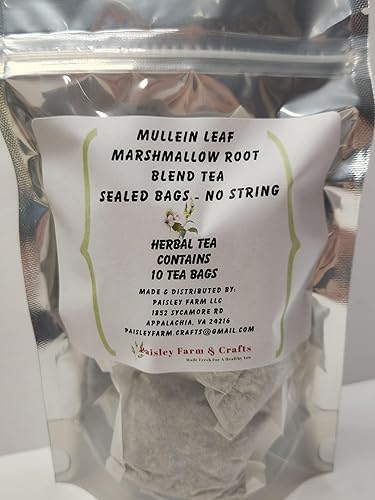 Mullein Leaf Marshmallow Root Blend Tea Bags - All Natural Wildcrafted (10)