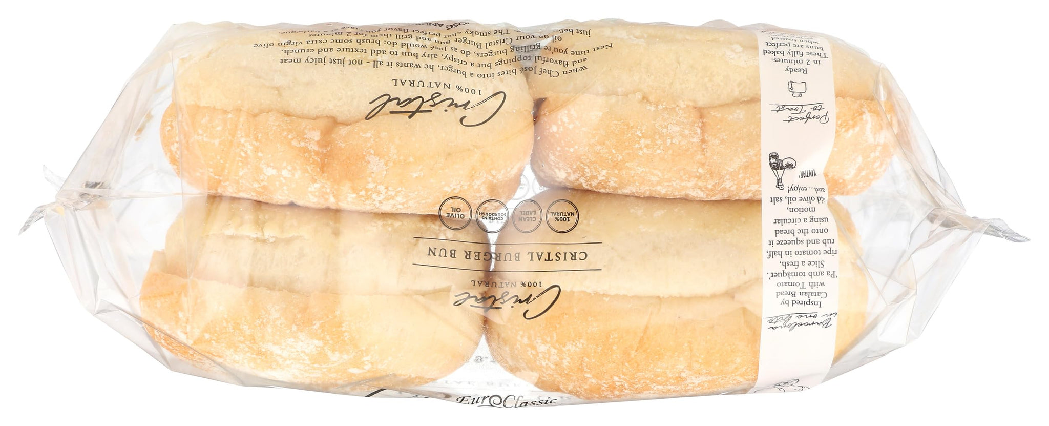 Euro Classic Imports Cristal Hamburger Bun 4 Count, 9.17 OZ