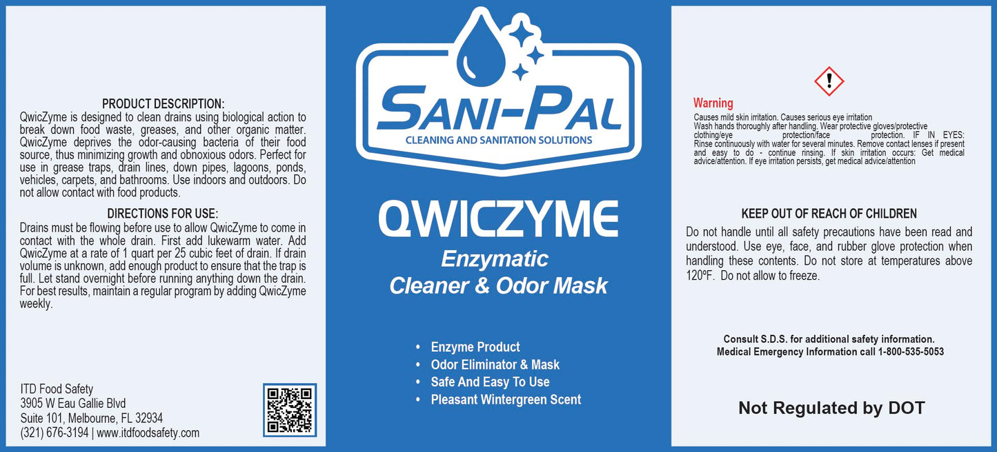 QwicZyme Microbial Drain Cleaner & Odor Mask,128 fl oz, wintergreen scent
