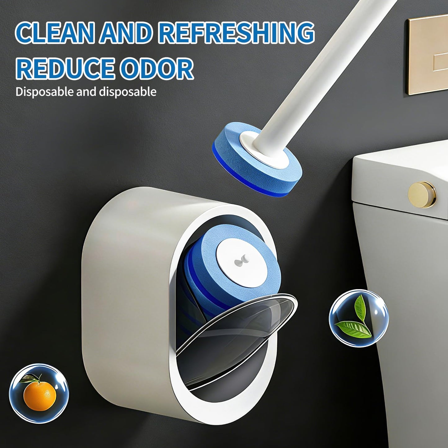 SOPAMI Disposable Toilet Cleaning System - Toilet Wand Kit with 32 High-Performance Refills, Wall Mounted Toilet Brush and Holder for Deep Cleaning