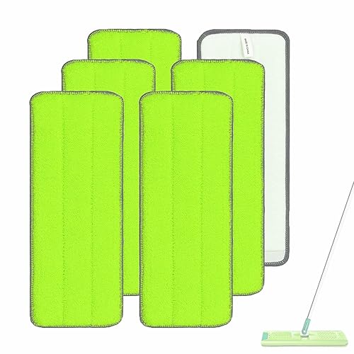 6PCS Replacement Mop Pads for Libman Rinse 'n Wring Mop and Bucket System, Microfiber Mopping Cloth, Wet & Dry Cleaning Refill Head, Green