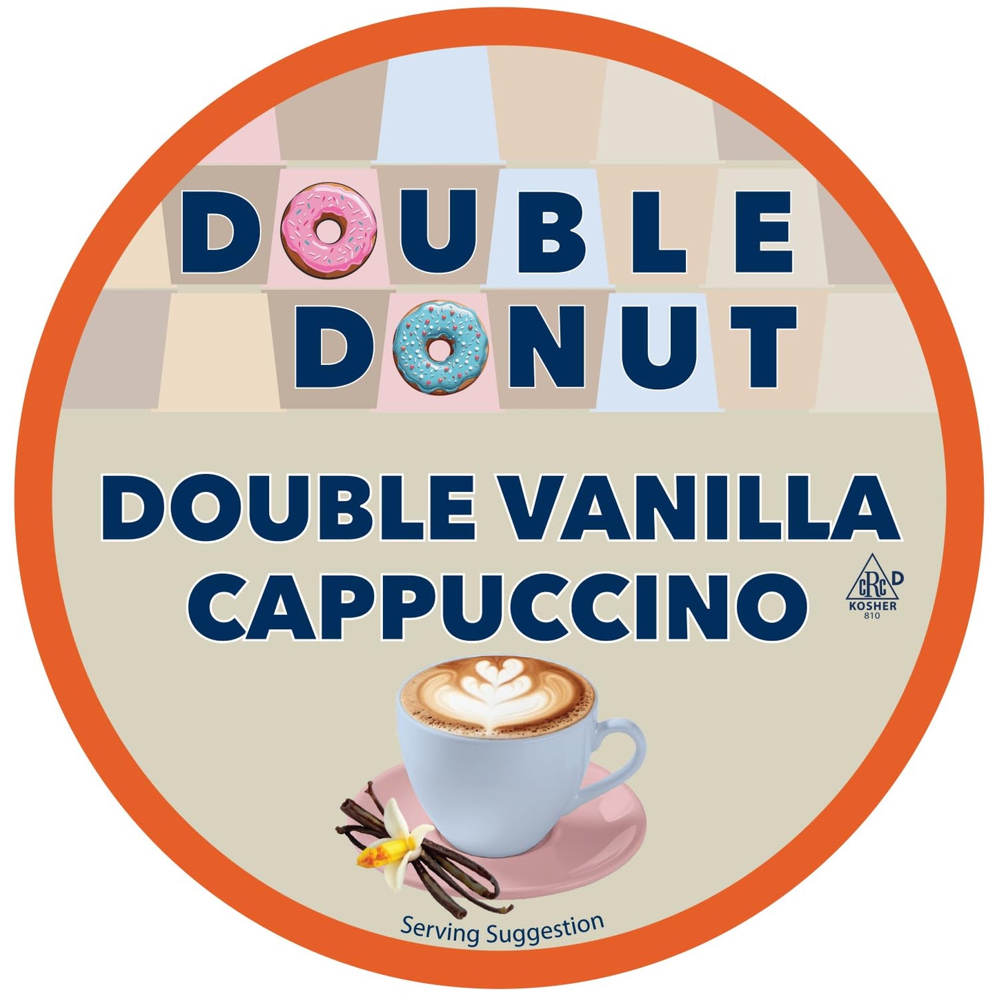Double Donut Coffee Double Vanilla Cappuccino Pods, 24 Single Serve Cups For Keurig K Cup Brewers In Recyclable Pods