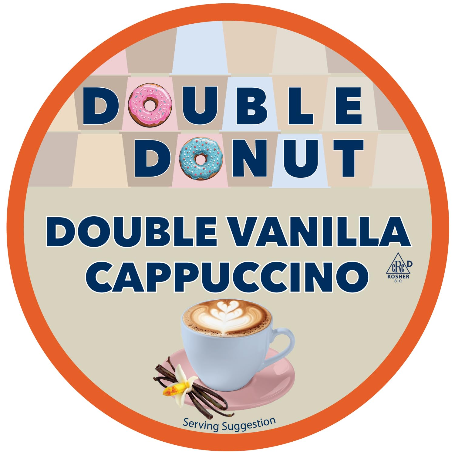 Double Donut Coffee Double Vanilla Cappuccino Pods, 24 Single Serve Cups For Keurig K Cup Brewers In Recyclable Pods