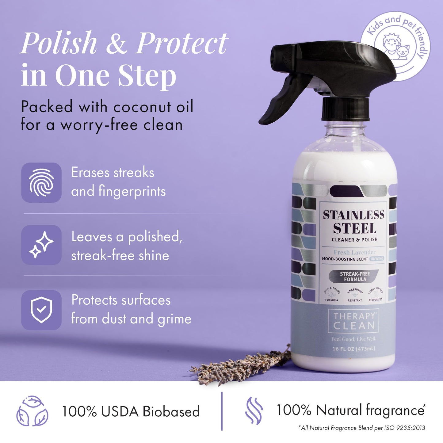 Therapy Stainless Steel Cleaner Bulk Refill - 64 oz. - Streak-Free, Removes Fingerprints and Water Marks from Appliances and Grills
