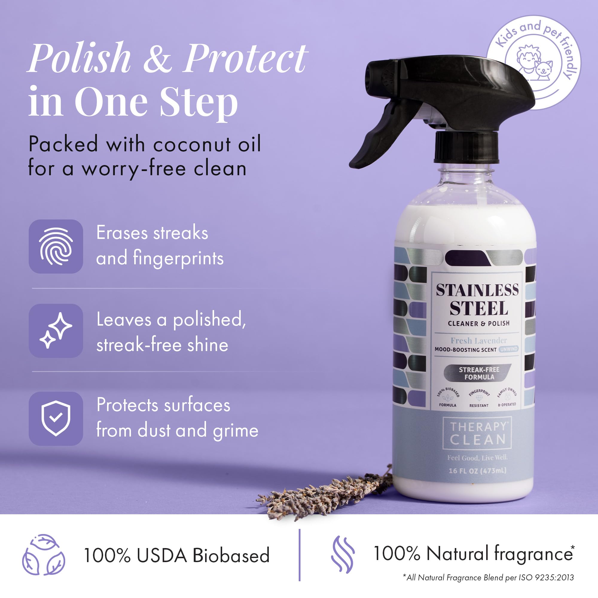 Therapy Stainless Steel Cleaner Bulk Refill - 64 oz. - Streak-Free, Removes Fingerprints and Water Marks from Appliances and Grills