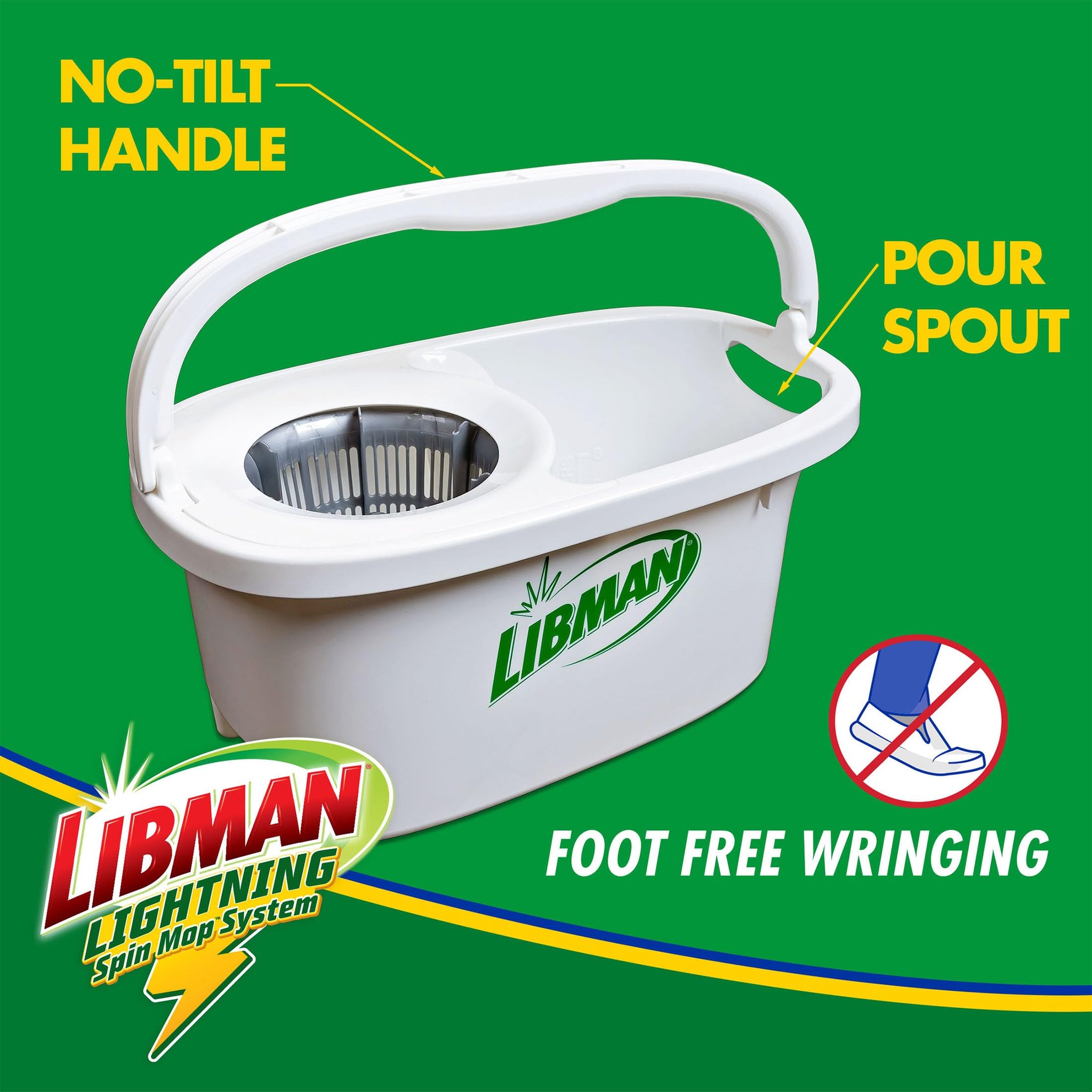 Libman Lightning Spin Mop System Plus 1 Refill Head | Mop and Bucket with Wringer Set | Floor Mop | Spin Mop | Libman Mop | Mops for Floor Cleaning |