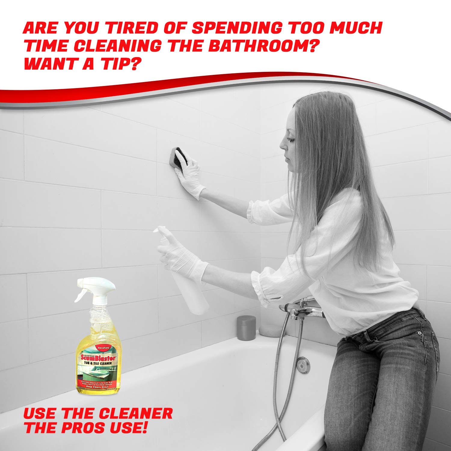 ForceField ScumBlaster: Soap Scum Remover, Tile and Grout Cleaner, Hard Water Stains and Rust, Industrial Strength