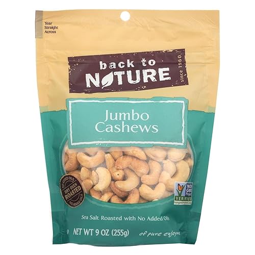Back to Nature Sea Salt Roasted Jumbo Cashews Nuts, 9 Ounce - 9 per case.