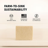 Scalise Family Sheep Farm Wool Dish Sponge 5"x5" - Natural Sponge Dish Non Scratch | Organic Kitchen Sponges for Sink Cleaning | Long Lasting Wool