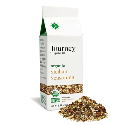 Organic Sicilian Seasoning by Journey Spice Co. | Salt-Free, Sugar-Free, Non-GMO | Natural Mediterranean Italian Spice Herb Blend for Pasta, Veggies