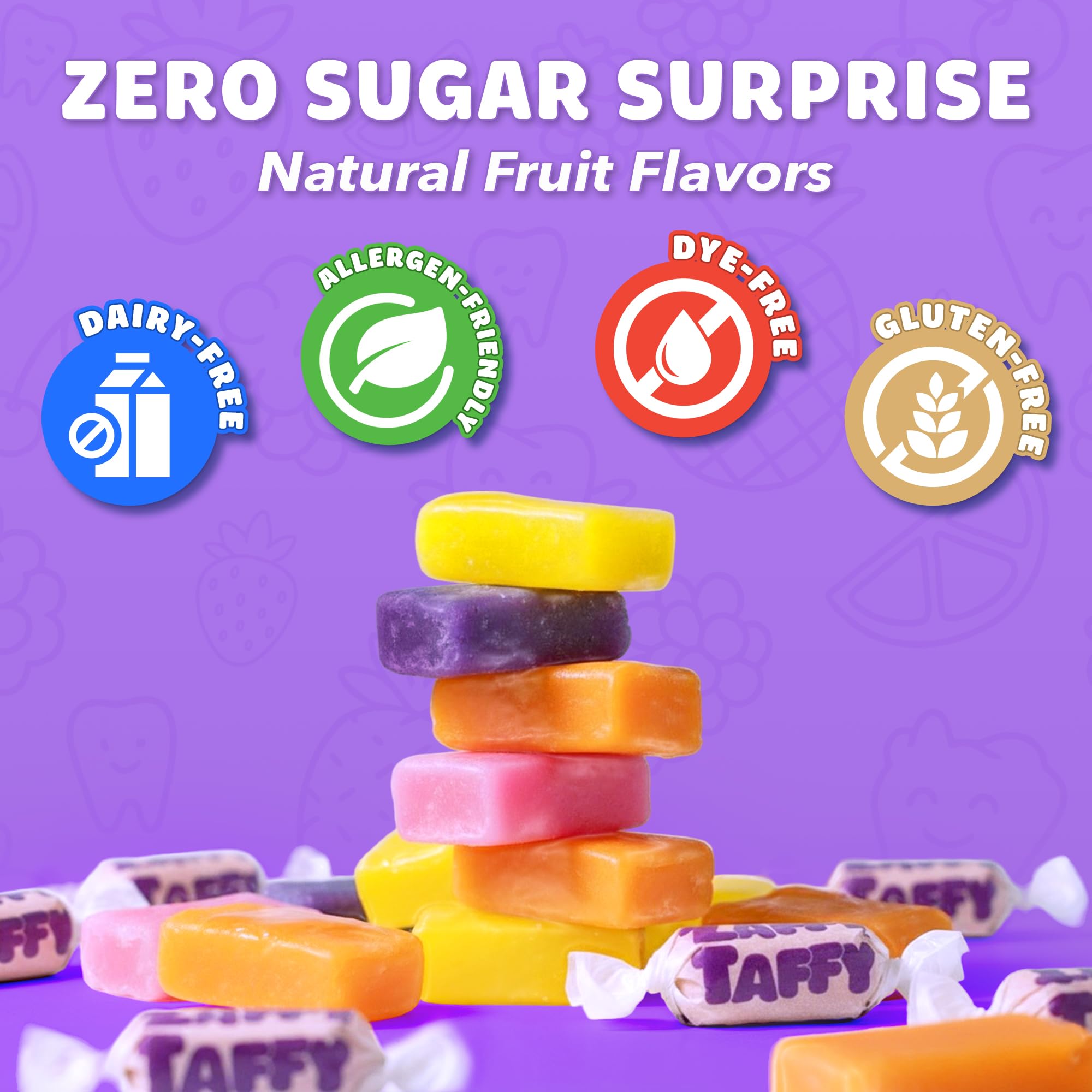 Zaffi Taffy Sugar Free Candy - Dye Free, Keto & Diabetic-Friendly, Dentist-Approved Treats for Kids (Natural Fruit Flavor, 3 oz)