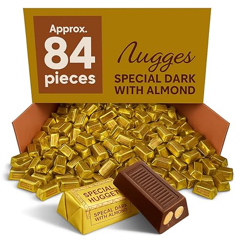 Bulk Dark Chocolate Nuggets with Almonds - Approx. 84 Pieces - 2 lb | Individually Wrapped Gourmet Candy for Snacking, Gifting, Parties & Office
