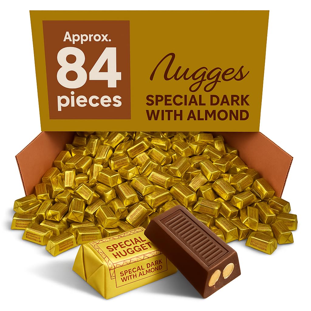 Bulk Dark Chocolate Nuggets with Almonds - Approx. 84 Pieces - 2 lb | Individually Wrapped Gourmet Candy for Snacking, Gifting, Parties & Office