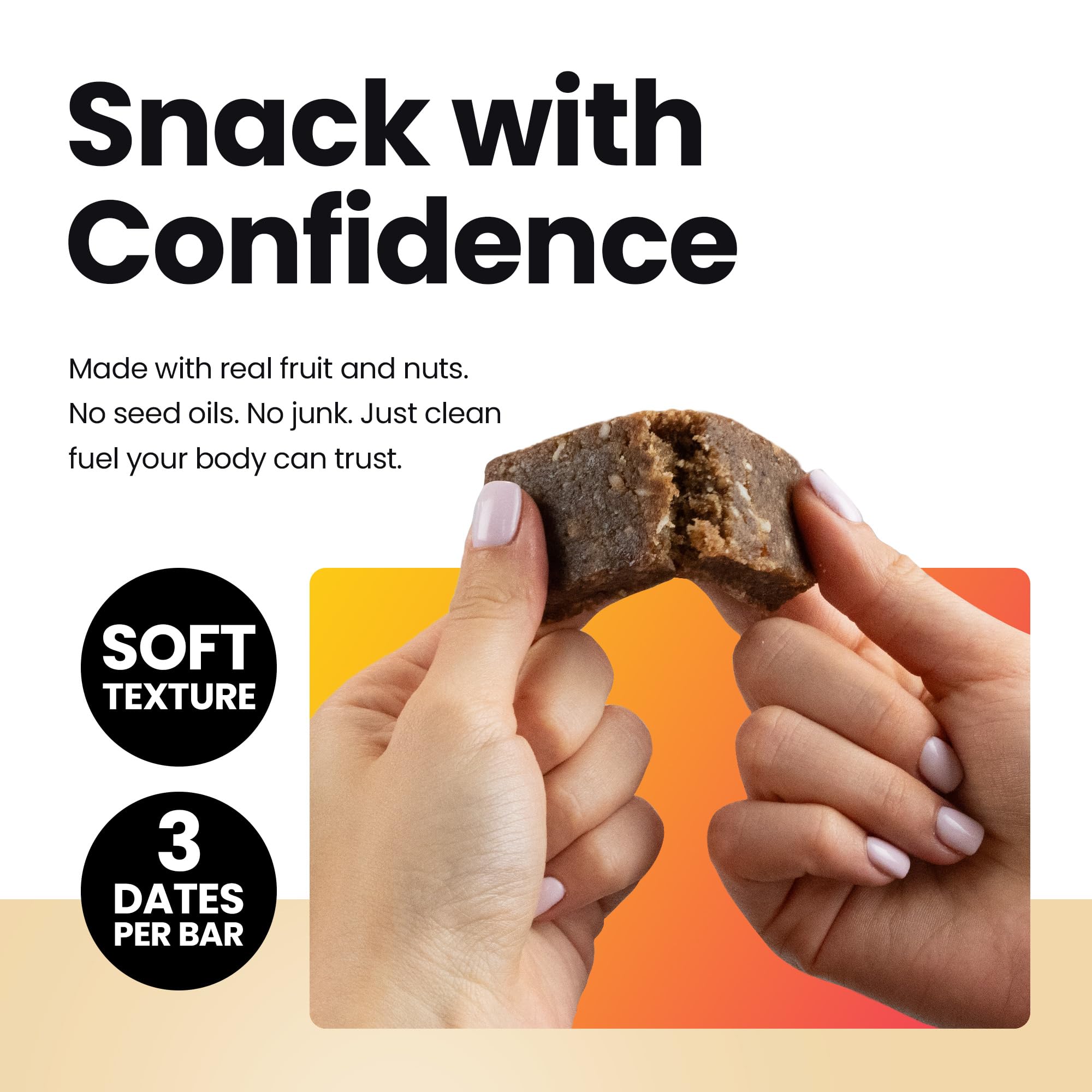 Bahamii Coconut Vanilla Date and Energy Bars, Healthy Snacks and Breakfast Bars for Kids and Adults, No Sugar Added, Gluten Free, High Fiber, Vegan