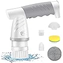 Electric Spin Scrubber, Shower Scrubber with Handle, Waterproof Portable Bathroom Cleaner Brush, Cordless Electric Cleaning Brush with 5 Replaceable