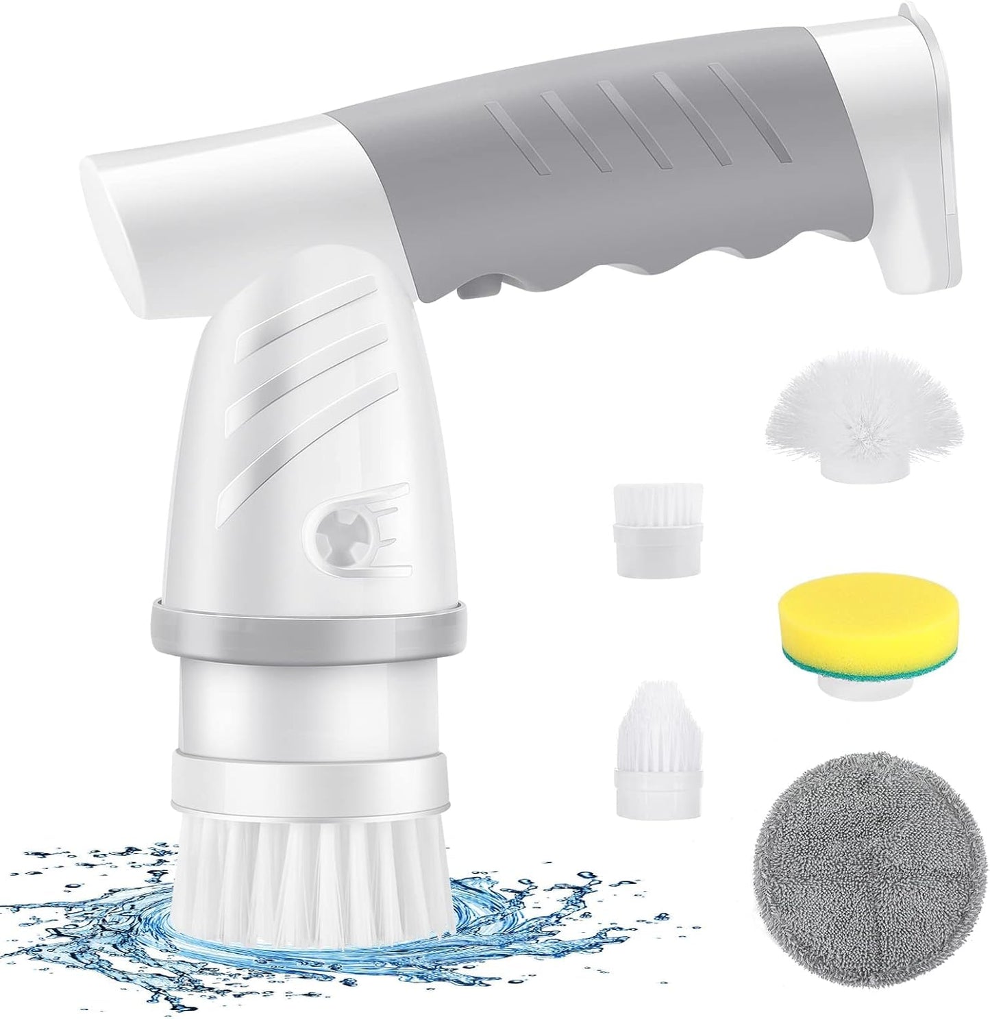 Electric Spin Scrubber, Shower Scrubber with Handle, Waterproof Portable Bathroom Cleaner Brush, Cordless Electric Cleaning Brush with 5 Replaceable