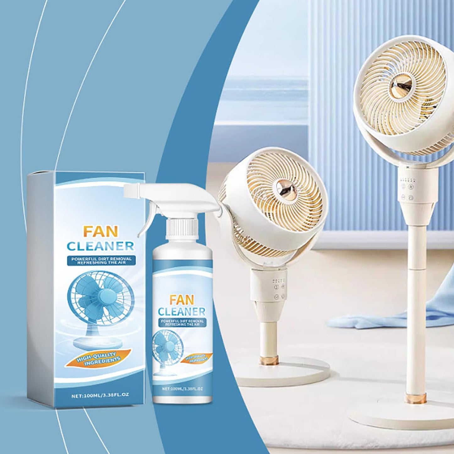 Lunkun Fan Cleaner Spray, Household Powerful Fan Cleaner, Effortless Fans Blade Cleaners No-Rinse, Degreasing & Dust Removal Formula, Quick Wipe Clean