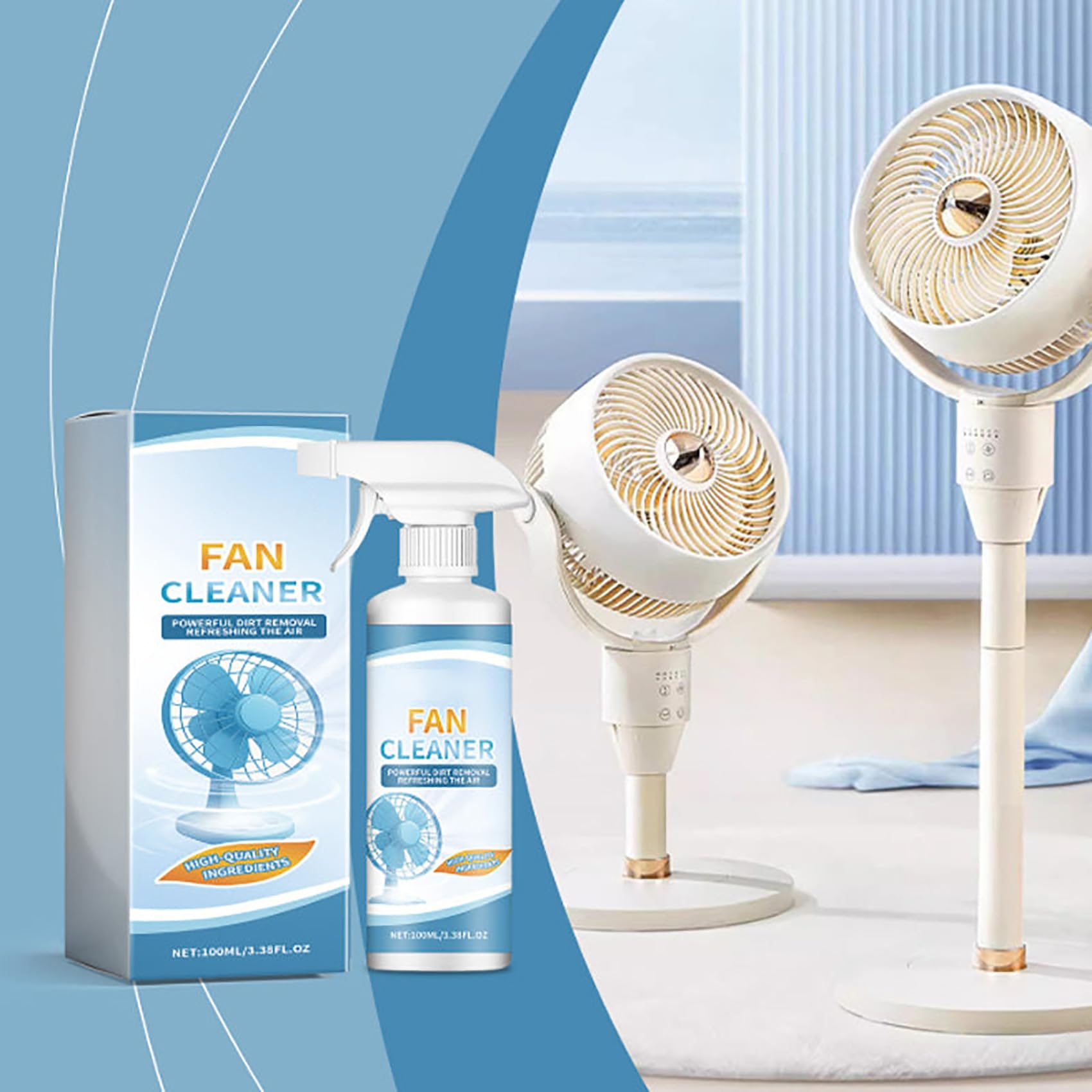 Lunkun Fan Cleaner Spray, Household Powerful Fan Cleaner, Effortless Fans Blade Cleaners No-Rinse, Degreasing & Dust Removal Formula, Quick Wipe Clean