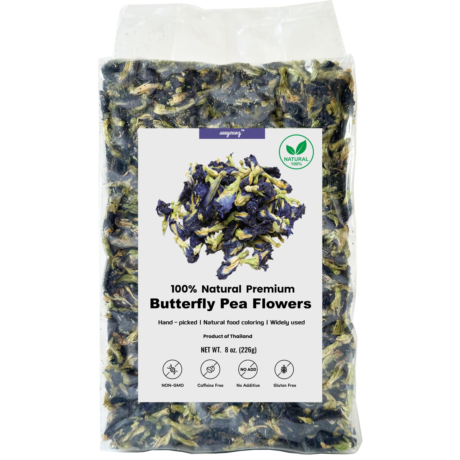 8oz Butterfly Pea Flowers,Non-GMO,Natural Butterfly Pea Tea,Premium Dried Butterfly Pea Flower for Blue & Purple Drinks and Food Coloring