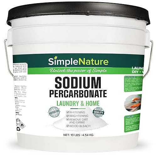 SimpleNature Sodium Percarbonate (10 lbs) - Versatile Scent-Free Cleaner for Home, Laundry, and Decking - Pure Oxygen Bleach - Convenient Resealable
