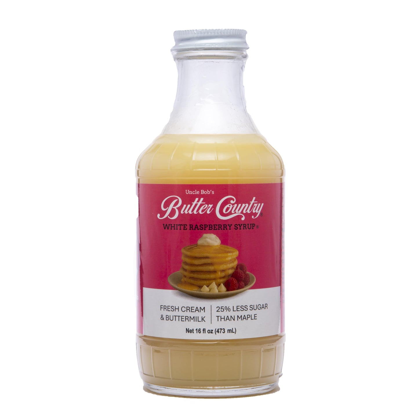 Butter Country Rich and Creamy Buttermilk Syrup | White Raspberry Flavor | Unique Gourmet Syrup for Pancakes, Waffles & More | 16 fl oz Bottle