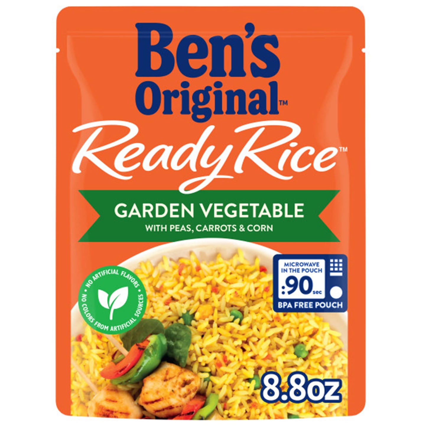 BEN'S ORIGINAL Ready Rice Garden Vegetable Flavored Rice, Easy Dinner Side, 8.8 oz Pouch