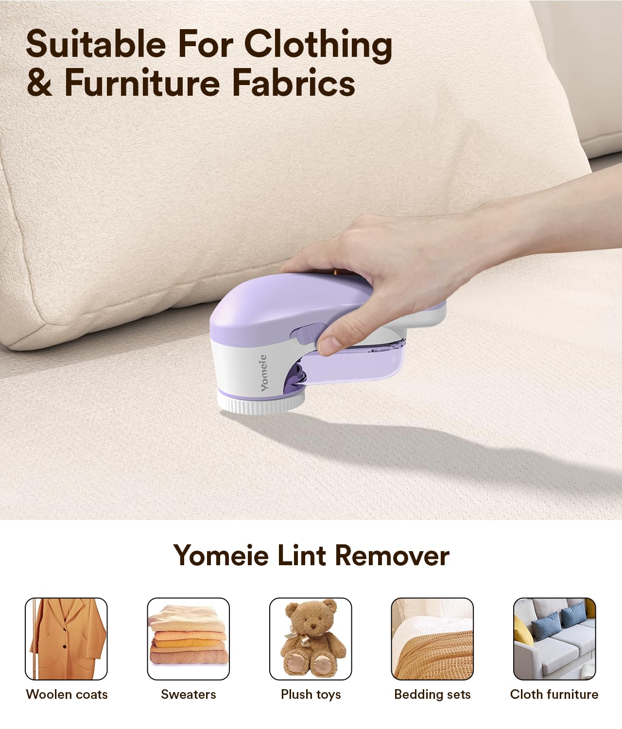 Fabric Shaver Rechargeable, Electric Lint Remover & Pill Remover for Clothes, USB-C Sweater Shaver with 6-Leaf Blade Depiller, Removes Fuzz Pills