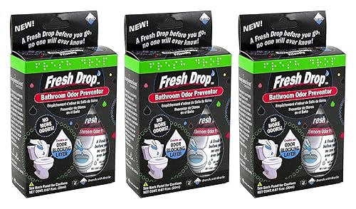 Fresh Drop Bathroom Odor Preventor, Toilet Smell Eliminator, Before-You-Go Bathroom Essential, Traps Strong Odors, 3 Count Value Pack