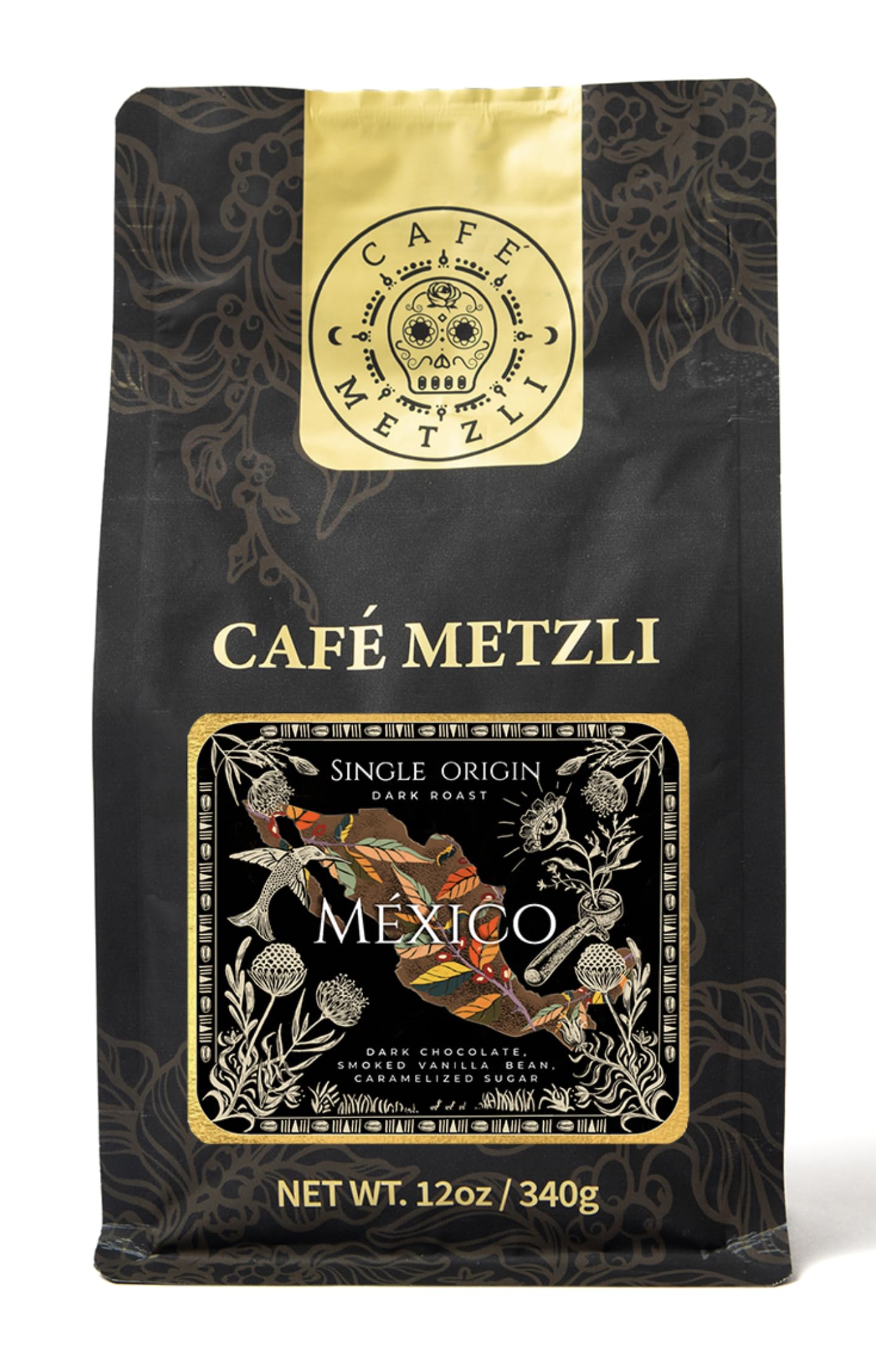 Café Metzli: Mexican Specialty Coffee - Single Origin (Dark Roast) Whole Bean 12oz