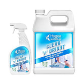 Hygea Natural Clear 'n' Bright - Glass Cleaner Spray - Streak-Free & Ammonia-Free Window Cleaning - Window & Mirror Cleaning Supplies - Safe & Fast