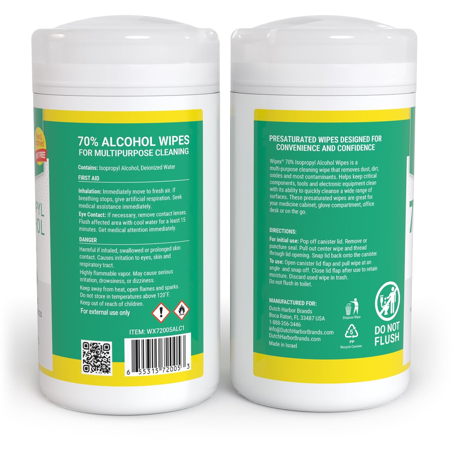 Wipex Alcohol Wipes with 70% Isopropyl Alcohol, 80 CT Lint-Free Cloth in Sealed Canister to clean Surfaces, Electronics, Computer Screens, Glasses, 80