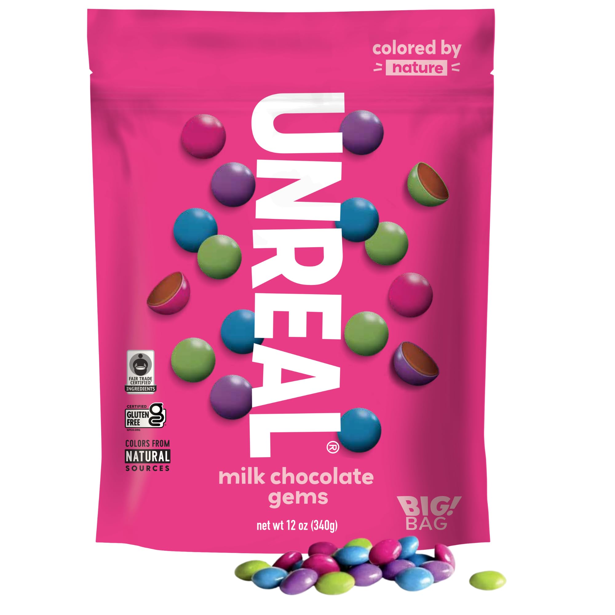 Unreal Milk Chocolate Gems Family Size, 12 OZ